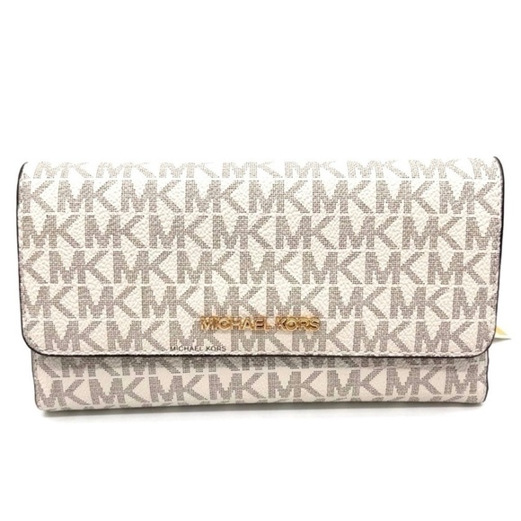 Michael Kors Large Trifold Wallet Vanilla/Brown (NWT) - Picture 2 of 7